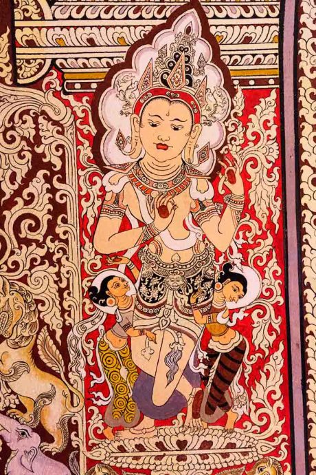 Birmanie, Bagan, New Bagan, fresque dans le temple N°1045